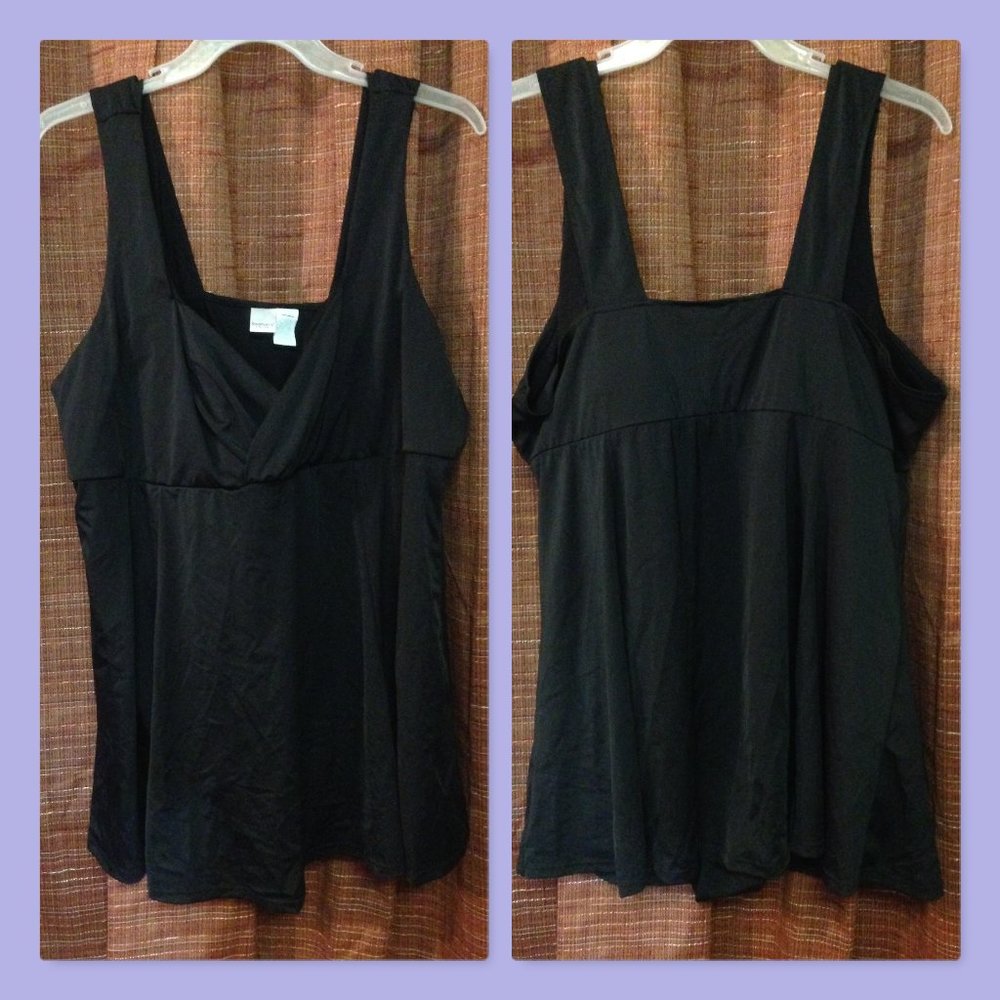 Black skirted one piece swim suit by Roaman's size 30W